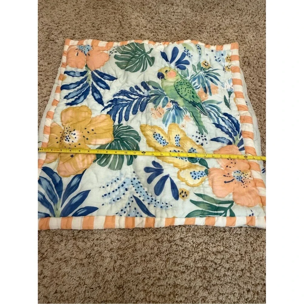 new Anthropologie Ellen merchant cotton voile euro pillow sham Floral Parrot